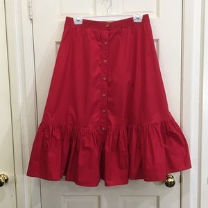 Red cotton vintage maxi skirt